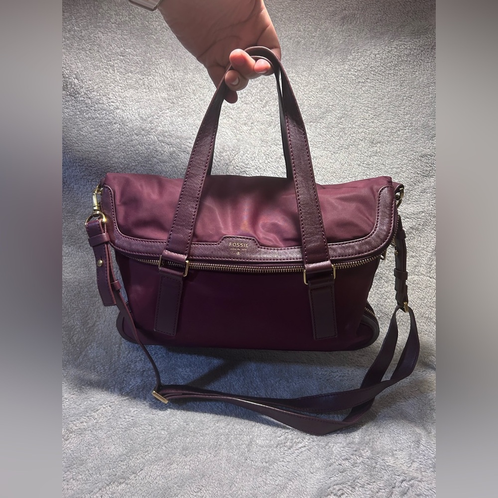 Fossil Nylon & Leather Saddle Bag